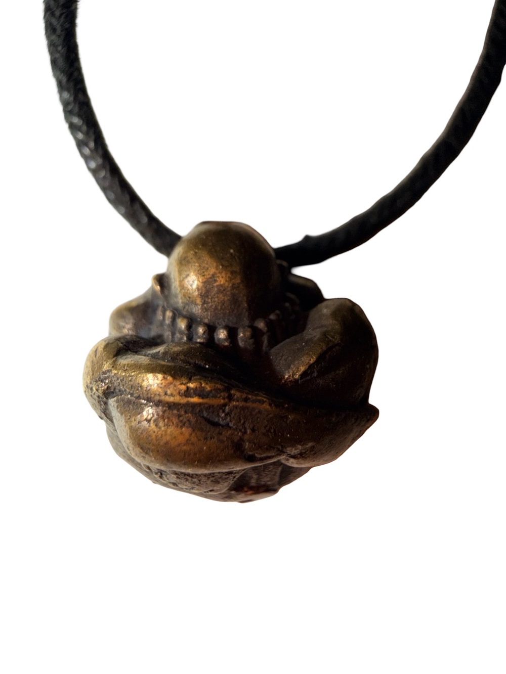 Unisex Adjustable Black Cord WEEPING BUDDHA Necklace bronze brass?